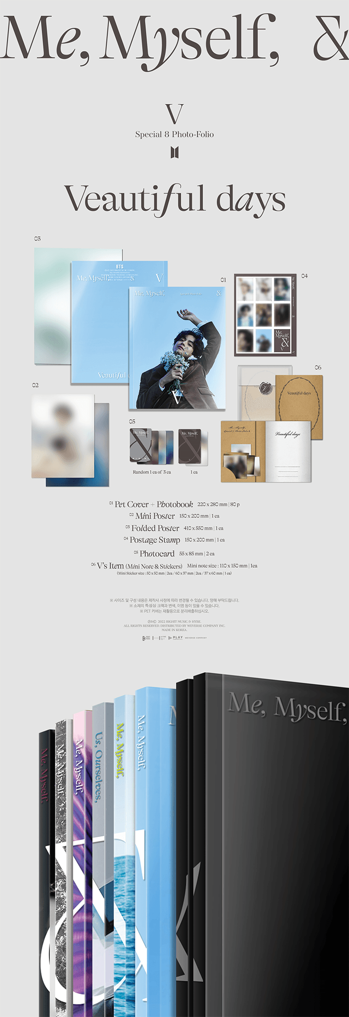 BTS – V – SPECIAL 8 PHOTO-FOLIO ME, MYSELF, AND V VEAUTIFUL DAYS